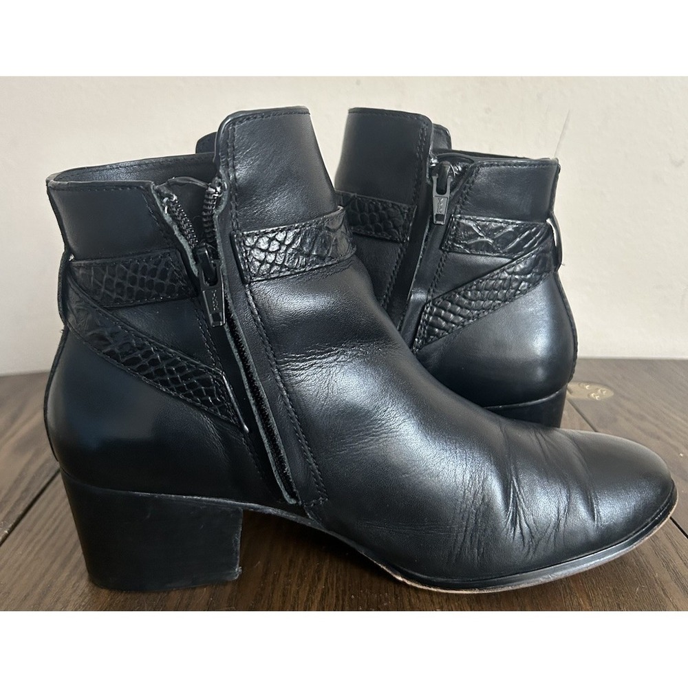 Coach Paulina Womens 7.5B Black Leather Classic Boots Booties Ankle Buckle - Picture 8 of 14